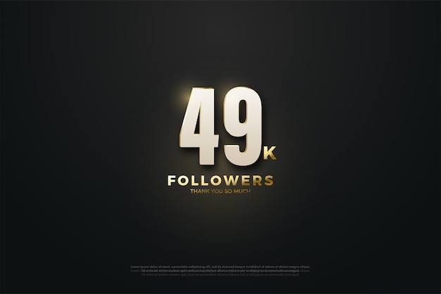 Vector 49k followers with beautiful golden light effect background