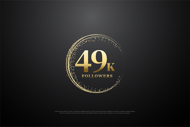 Vector 49k followers with elegant and festive golden glitter frame