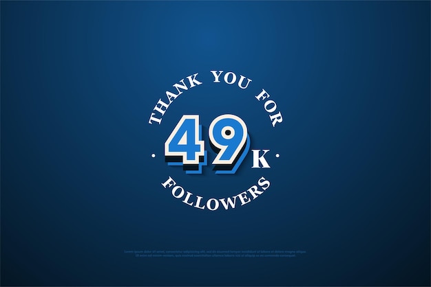 Vector 49k followers with realistic 3d numbers and with smooth colors