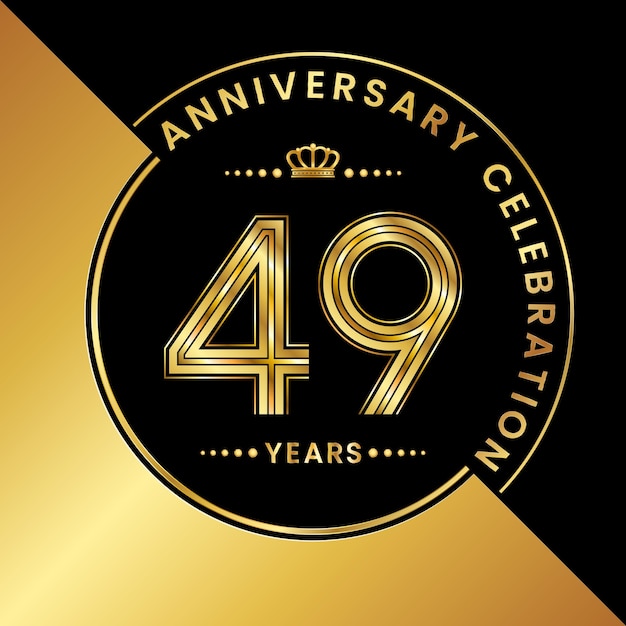 황금 숫자 로고 벡터 템플릿이 포함된 49주년 기념일 축하 로고 디자인