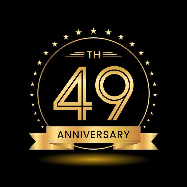 49th Anniversary logo design Golden number concept design Line Art style Logo Vector Template