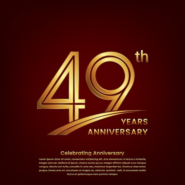 더블 라인 컨셉 디자인의 49주년 기념 로고 기념일 축하 이벤트 로고 벡터 템플릿을 위한 골든 넘버