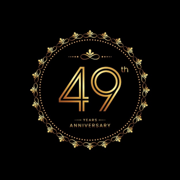 49th anniversary logo with double line number style and gold color text