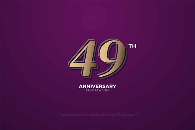 보라색 배경 및 고급 금 번호에 49 주년