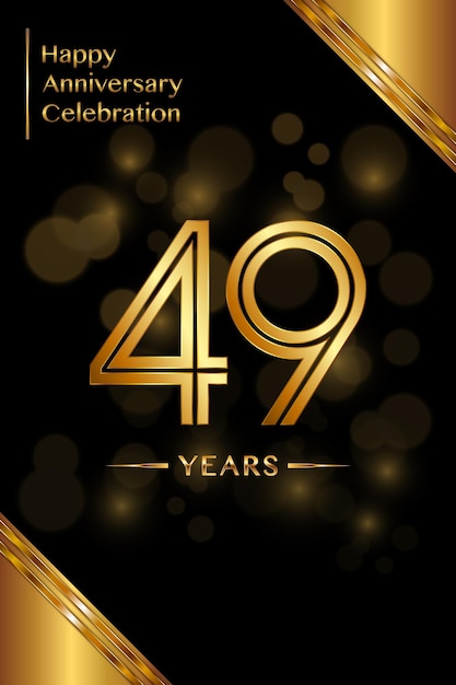 49th Anniversary template design with double line numbers Golden anniversary template Vector