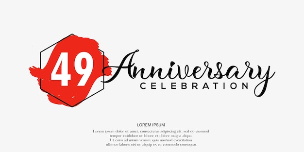 49th years anniversary template with  brush design abstract vector  illustration