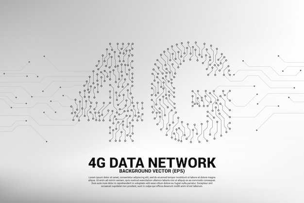 4g dot connect line printplaat stijl mobiel data icoon.