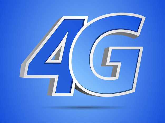 단단한 바닥에 3d 현대적인 스타일의 3D 4G 텍스트가 있는 4g 아이콘 로고 파란색 4G 텍스트 3D 렌더