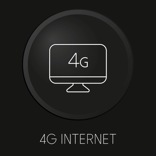 黒の背景に分離された3dボタンの4gインターネット最小ベクトル線アイコンプレミアムvectorxa