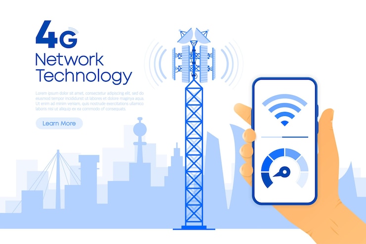 Vector 4g network technology in flat design the concept of wireless mobile communication services