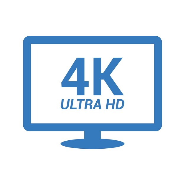 벡터 4k hd 모니터 tv 아이콘 파란색 디자인