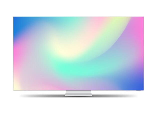 Vector 4k tv flat screen lcd or oled plasma realistic illustration blank monitor mockup wide flatscreen