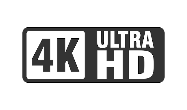 Значок 4K Ultra HD на белом фоне Этикетка высокой четкости Золотой символ UHD Цветовая метка с разрешением 4K