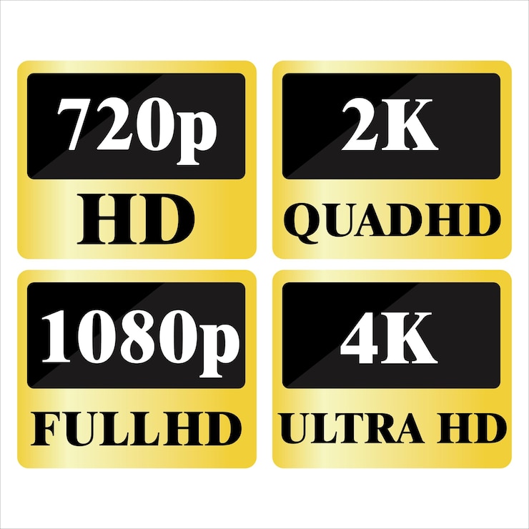 Vector 4k ultrahd 2k quadhd 1080 fullhd and 720 hd dimensions of video