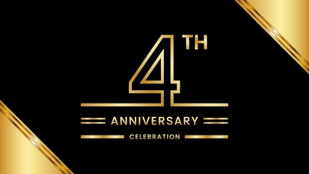 4th Anniversary Celebration with golden text Golden anniversary vector template