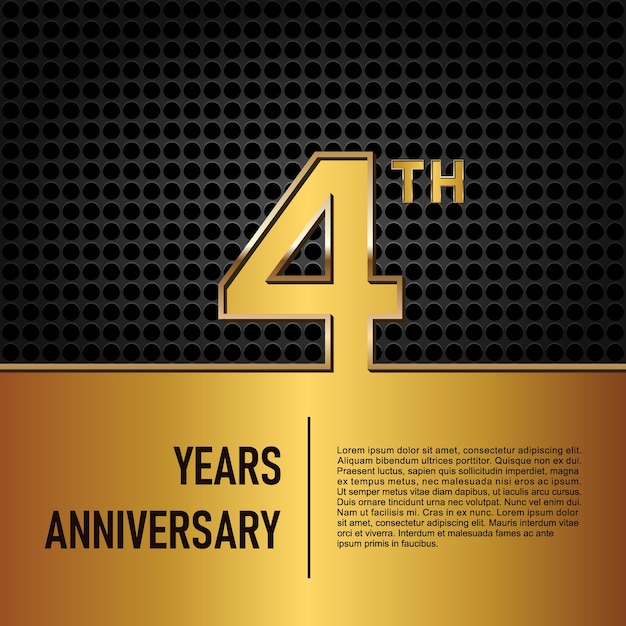 ベクトル ゴールド カラーの 4 周年記念テンプレート デザイン ベクトル テンプレート イラスト