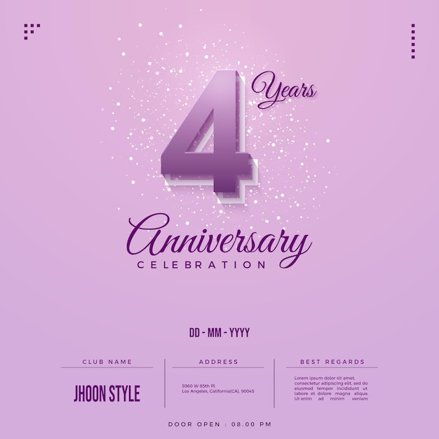 4° anniversario con un design semplice