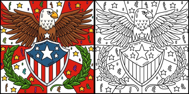 4th of july 14 american flag and eagle badge