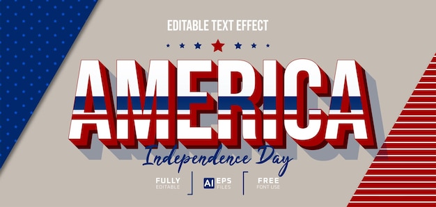 Vector 4th of july america independence day 3d editable text effect