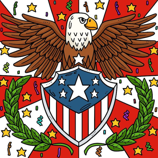 Vector 4th of july american flag eagle badge colored