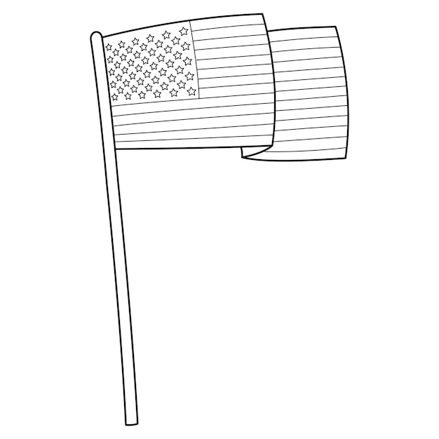 Vector 4th of july american flag isolated coloring page