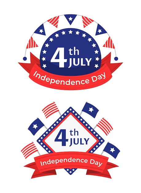 4th of July the American Independence Day Badges Set