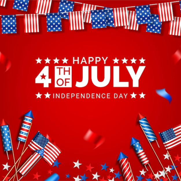 Vector 4th of july american independence day banner and social media post template design