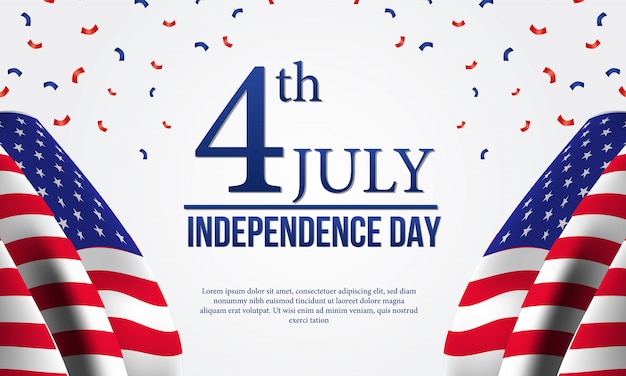 ベクトル フラグ付きの7月4日のアメリカ独立記念日チラシテンプレート