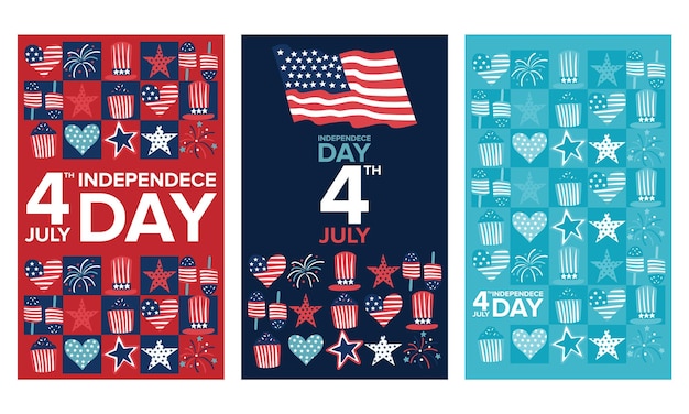 4th July American Independence Day USA Freedom with flag fireworks geometric vector illustration