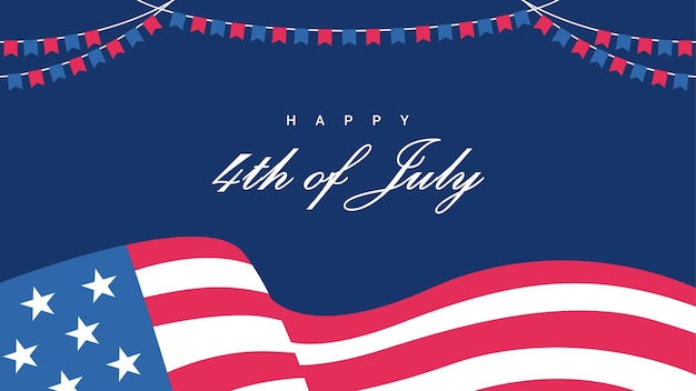 Vector 4th of july background template with fireworks for american independence day celebration