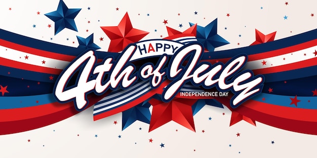 4th of July Background USA Independence Day Celebration Advertising Banner Vector Illustration