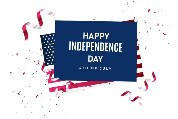 Vector 4th of july background with flag and confetti