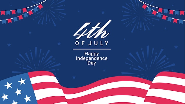 4th of july banner template with fireworks for celebrate american independence day