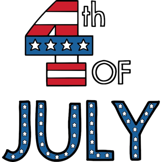 Vector 4th of july cartoon colored clipart illustration