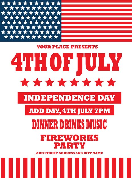 4th of July celebration flyer poster or social media post design