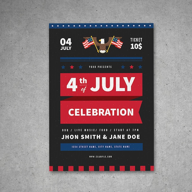 Vector 4th of july celebration flyer