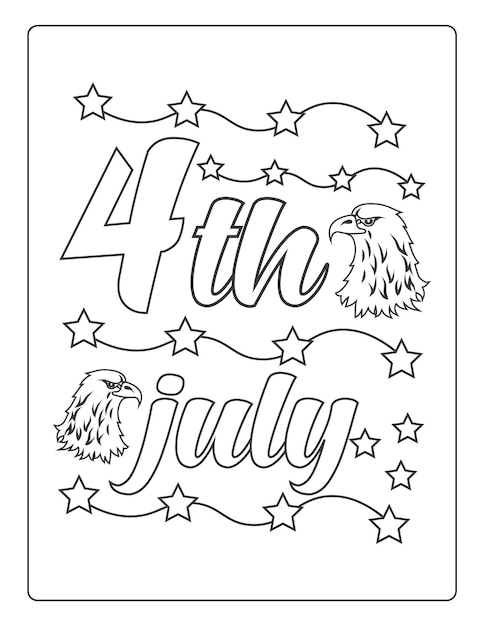 4th of July coloring pages for kids independence day black and white activity worksheet