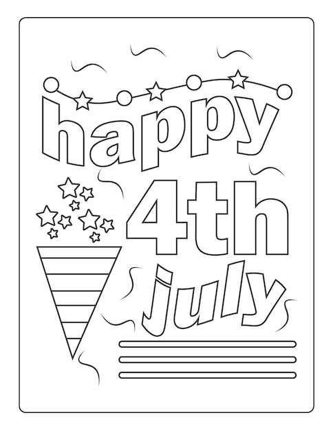 4th of July coloring pages for kids independence day black and white activity worksheet