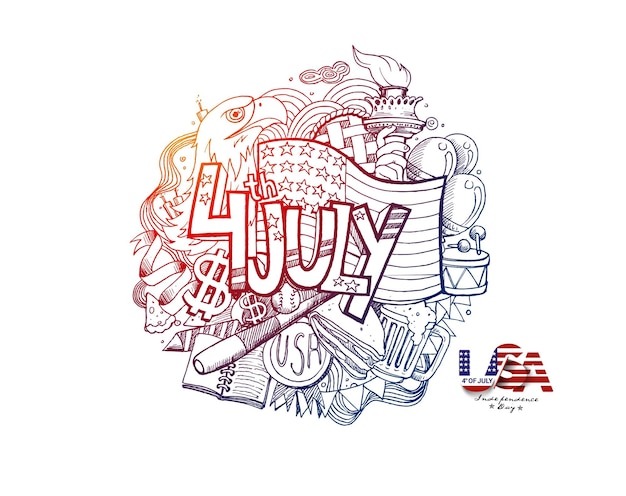 4th July Doodle American Independence Day