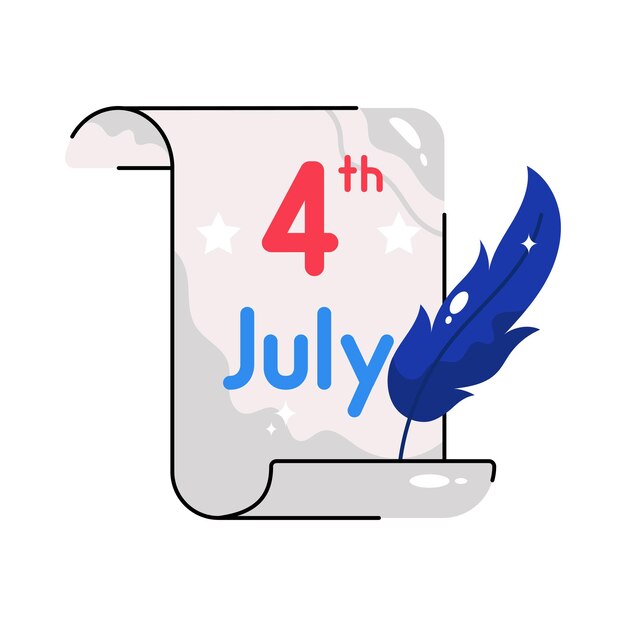 4th July doodle vector outline icon EPS 10 file