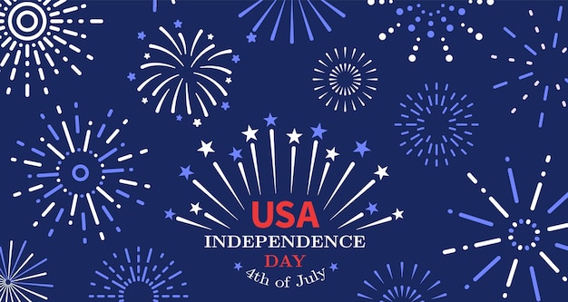 4 luglio. fuochi d'artificio della libertà, poster del giorno dell'indipendenza degli stati uniti. libertà americana, invito festivo nazionale degli stati uniti