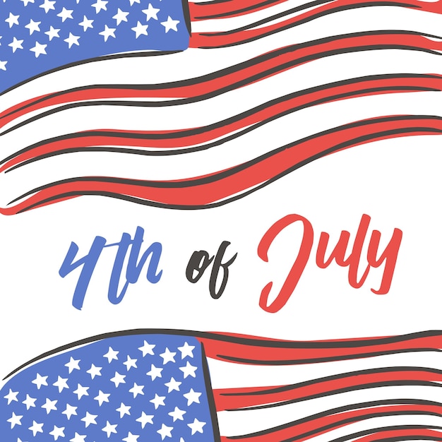 Vector 4th of july hand drawn flag