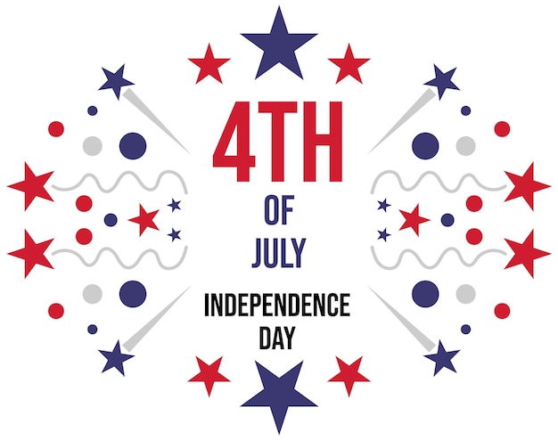 4th of July Happy Independence Day greeting card invitation USA flag colors star and typography