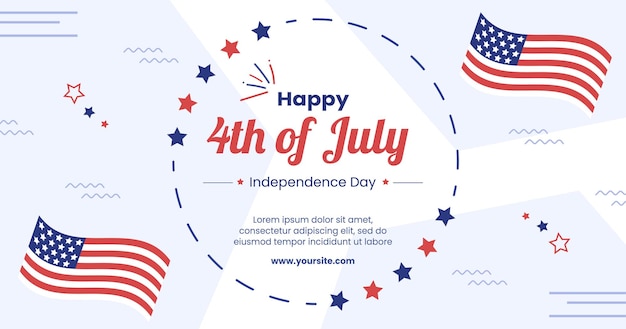 4 luglio happy independence day usa post social media template vector cartoon illustration