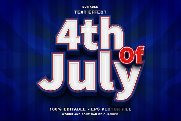 4 июля День независимости 3D редактируемый текстовый эффект
