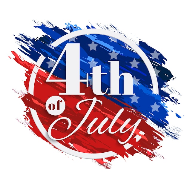 4th Of July Independence Day Background with Circle Frame and American flag Brush Strokes