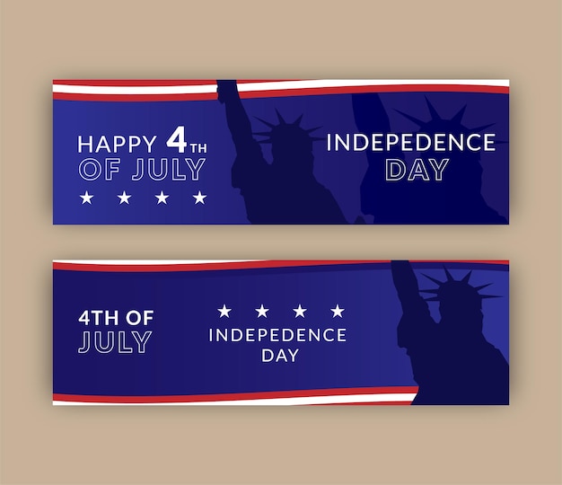 Vector 4th of july independence day banners with flat design style