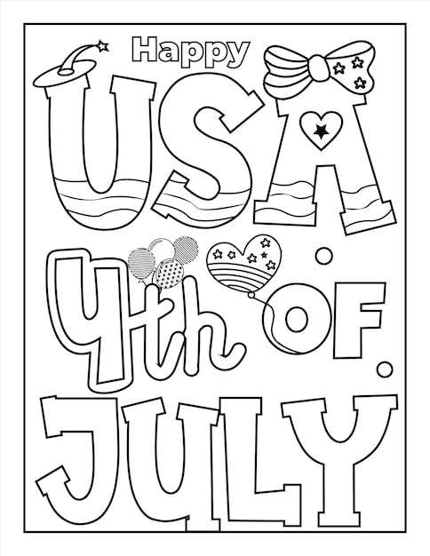 4th of july independence day coloring page for kids and adults