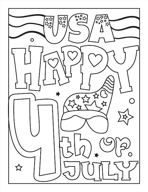 4th of july independence day coloring page for kids and adults