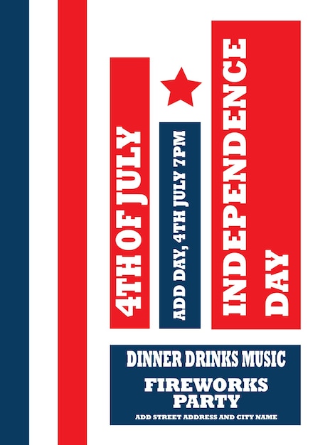4th of July Independence day party poster flyer or social media post design